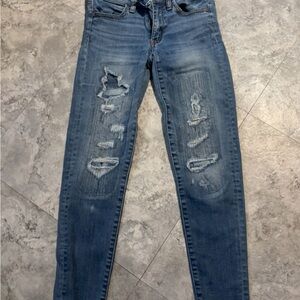 American Eagle Outfitters Ripped Blue Jeggings
